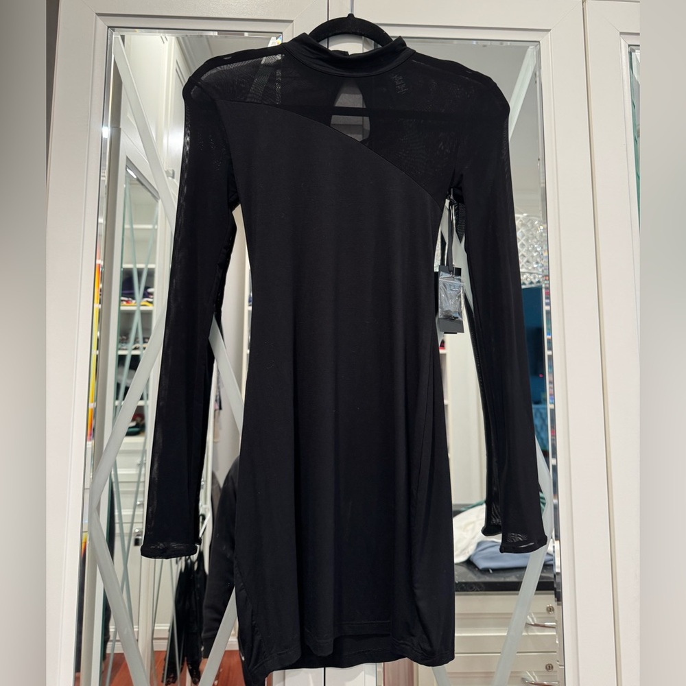 h:ours black mesh dress
